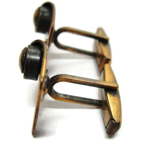 Modernist Copper Cufflinks Square Shirt Accessories Wedding Vintage Pat Pend - Picture 4 of 10